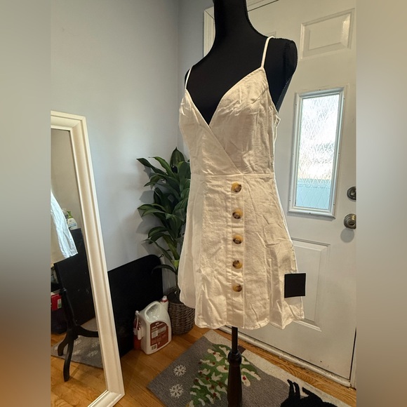 Lulu's White Button-Front Mini Dress - Picture 9 of 12
